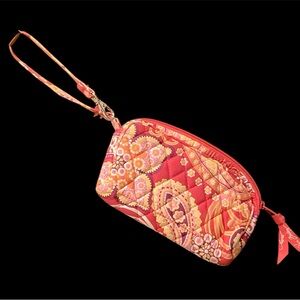 Vera Bradley Red and Orange Paisley Quilted  Wristlet. NEW!